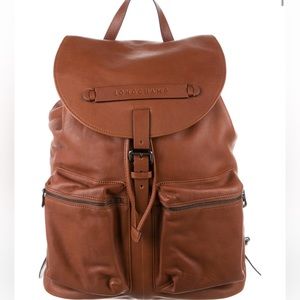 NWOT Large Longchamp Leather Backpack - Cognac